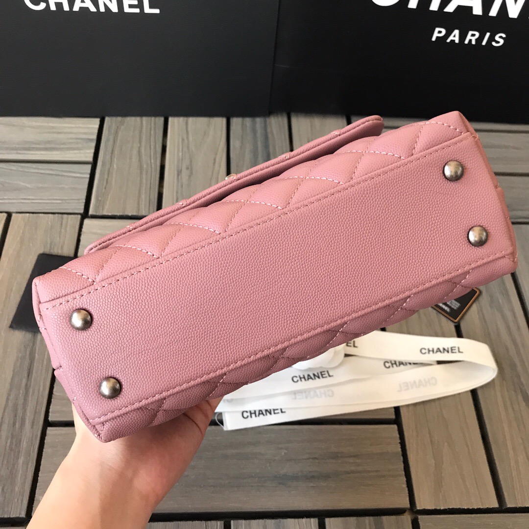 A92990, Small Flap Bag with Top Handle, CHANEL Handbags, Caviar, Grained Calfskin