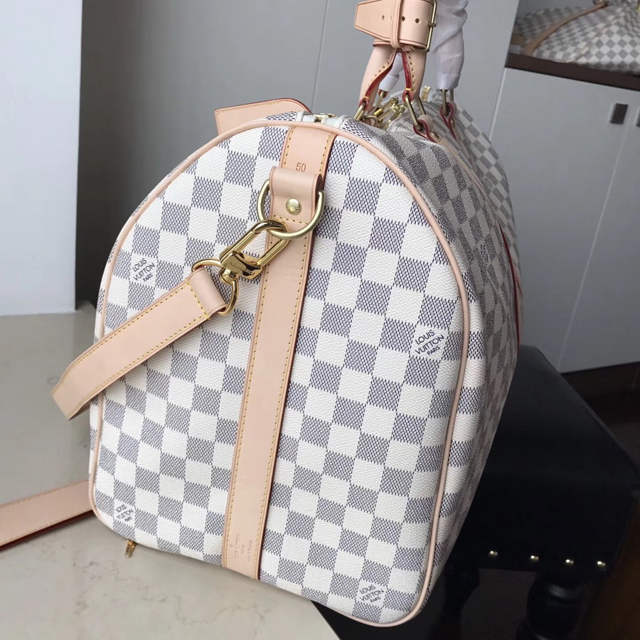 KEEPALL BANDOULIÈRE 50, Louis Vuitton LV TRAVEL BAG , Damier Azur Canvas