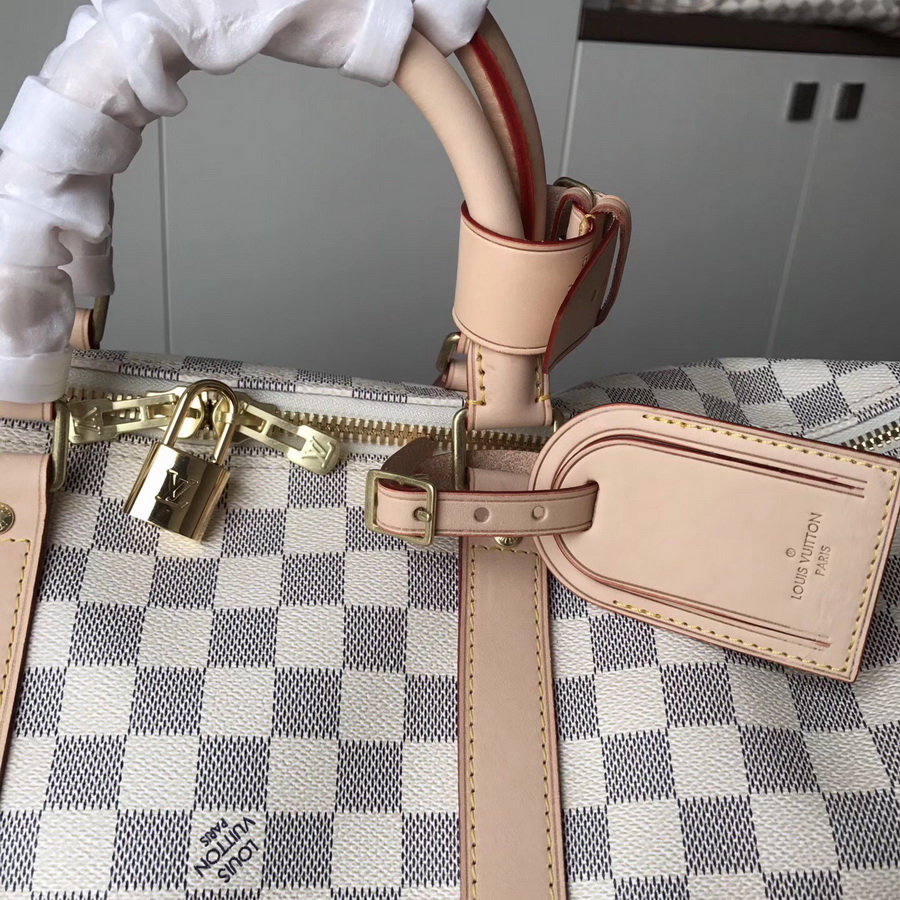 KEEPALL BANDOULIÈRE 50, Louis Vuitton LV TRAVEL BAG , Damier Azur Canvas