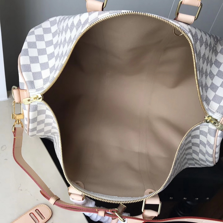 KEEPALL BANDOULIÈRE 50, Louis Vuitton LV TRAVEL BAG , Damier Azur Canvas