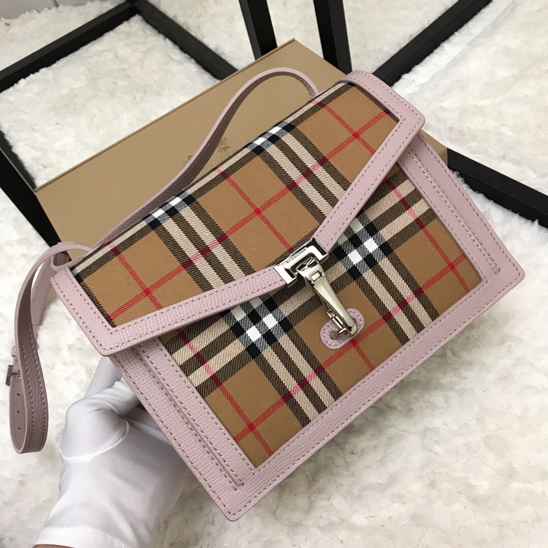 80063591, Small Vintage Check and Leather Crossbody Bag, Burberry Handbag