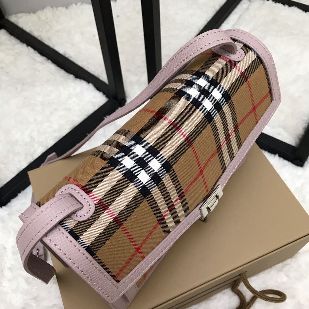 80063591, Small Vintage Check and Leather Crossbody Bag, Burberry Handbag