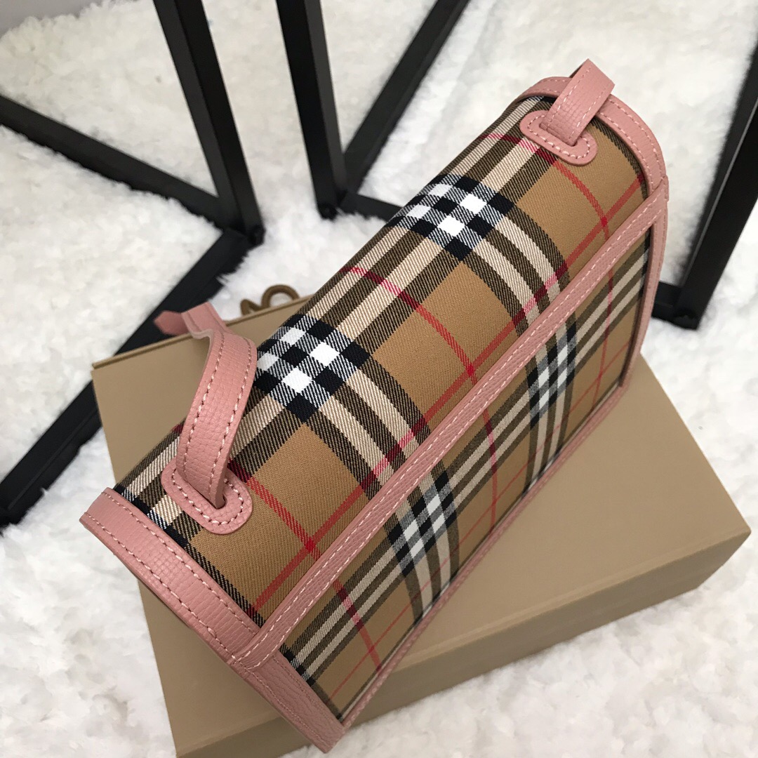 80063591, Small Vintage Check and Leather Crossbody Bag, Burberry Handbag