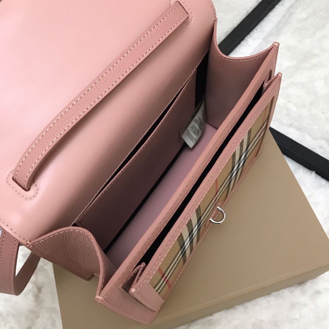 80063591, Small Vintage Check and Leather Crossbody Bag, Burberry Handbag