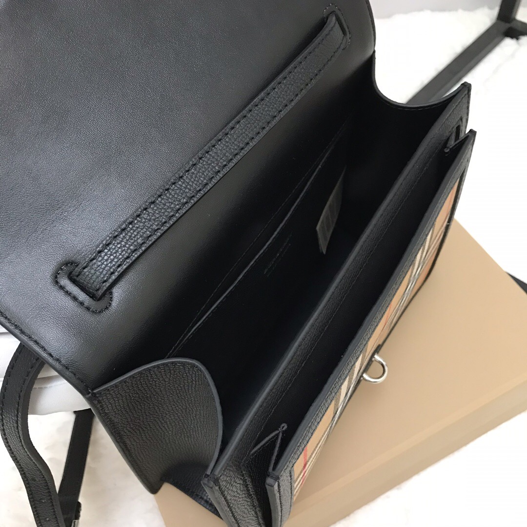 80063591, Small Vintage Check and Leather Crossbody Bag, Burberry Handbag