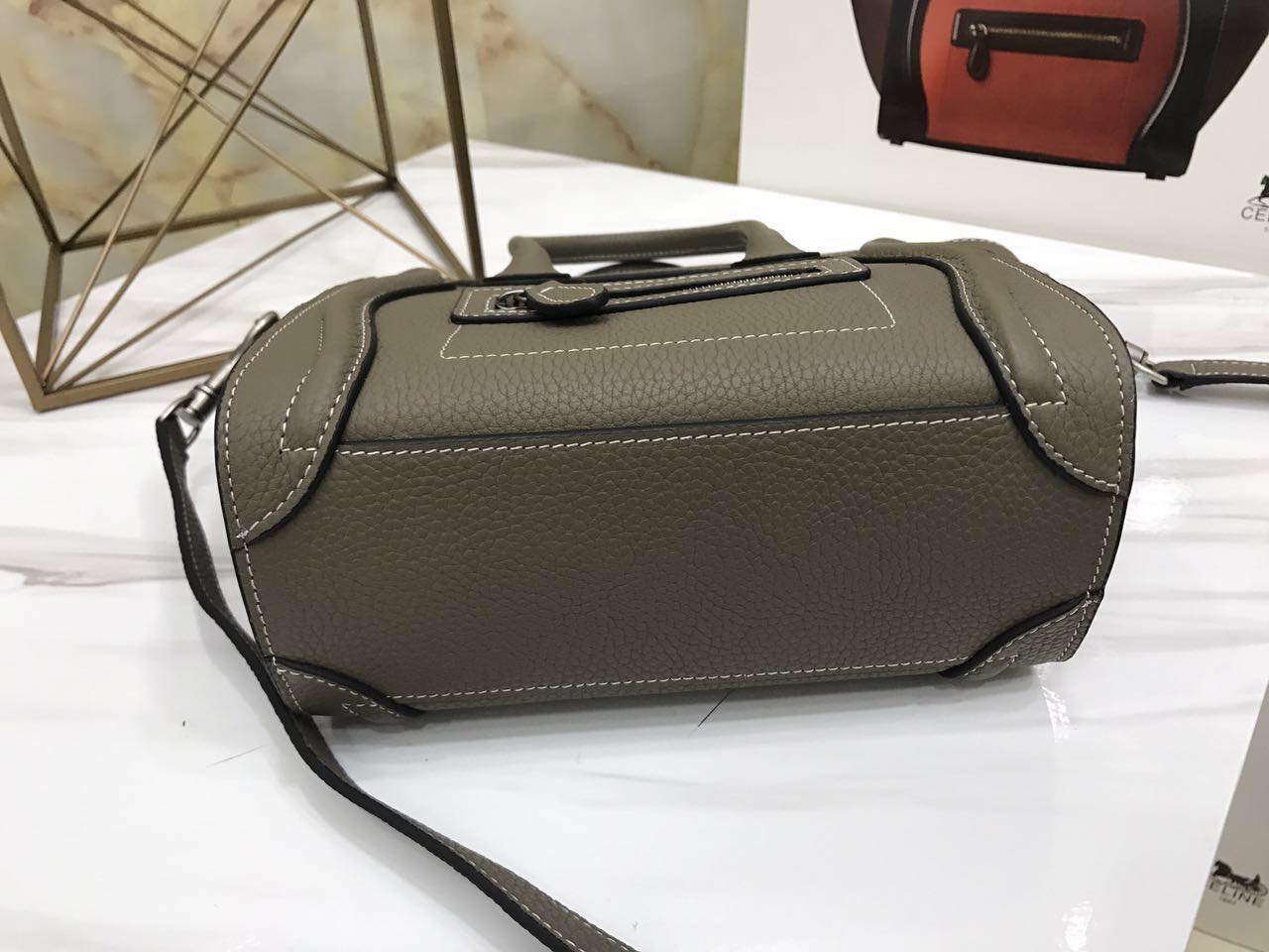 CELINE NANO LUGGAGE SHOULDER BAG CALFSKIN, 8 X 8 X 4 IN, Size W20H20D10CM, Genuine CALFSKIN