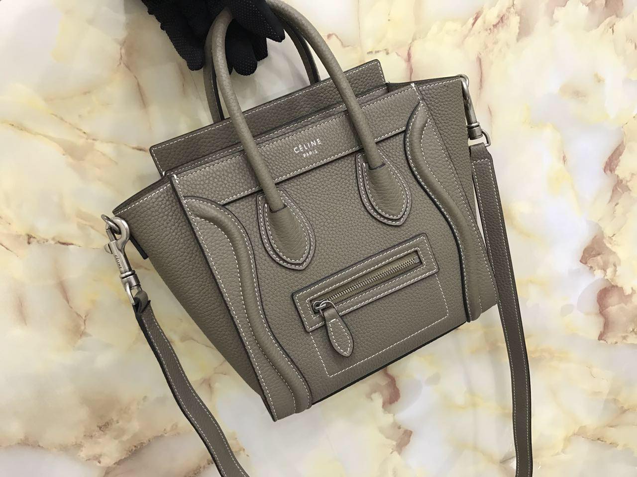 CELINE NANO LUGGAGE SHOULDER BAG CALFSKIN, 8 X 8 X 4 IN, Size W20H20D10CM, Genuine CALFSKIN