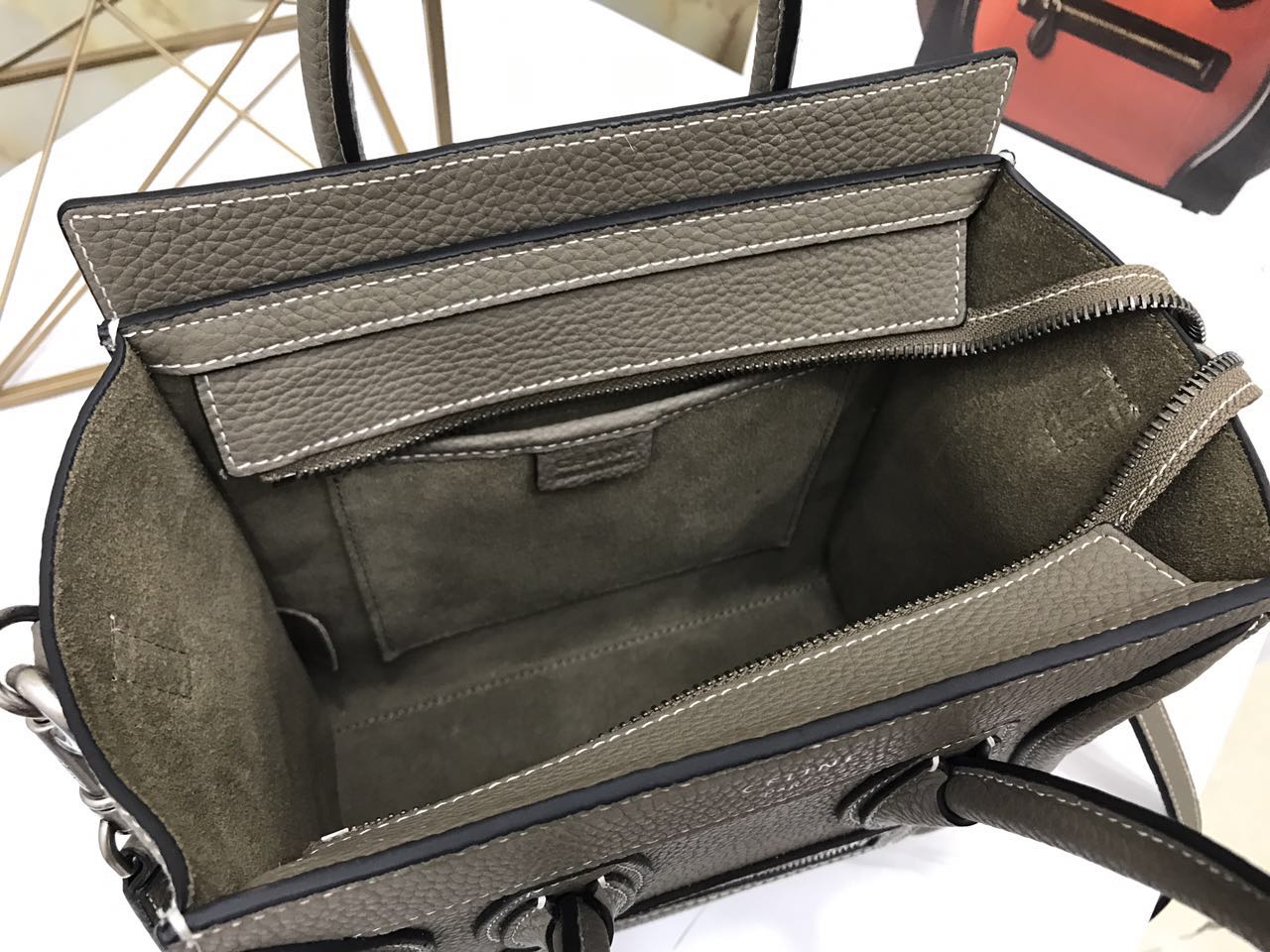 CELINE NANO LUGGAGE SHOULDER BAG CALFSKIN, 8 X 8 X 4 IN, Size W20H20D10CM, Genuine CALFSKIN