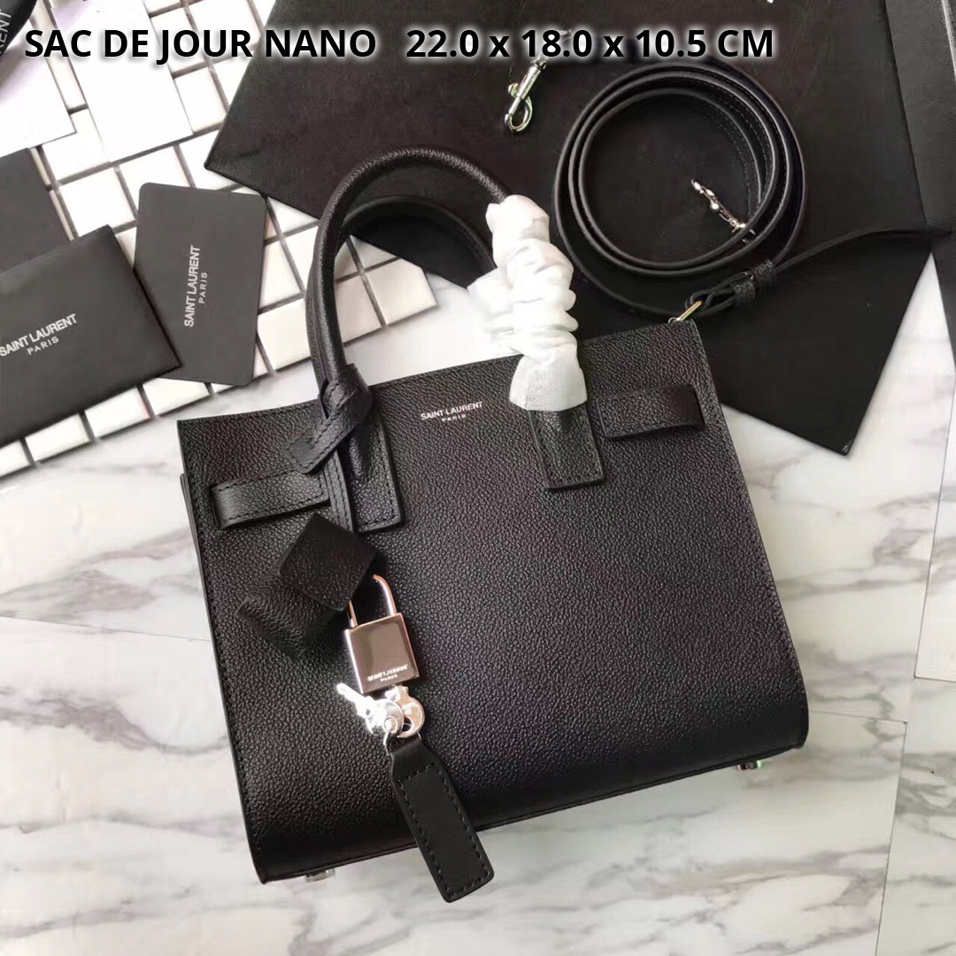 398711 CLASSIC SAC DE JOUR NANO IN GRAINED LEATHER, YSL Saint Laurent