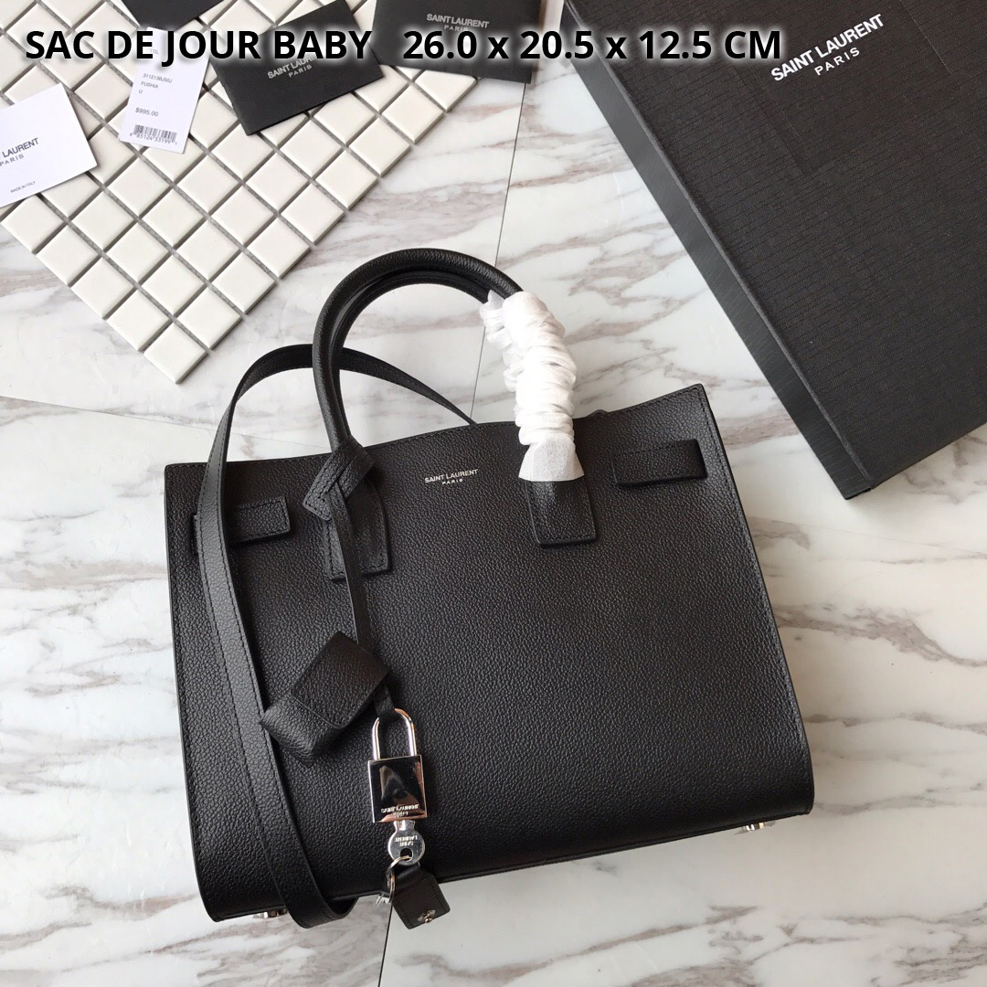 421859 CLASSIC SAC DE JOUR BABY IN GRAINED LEATHER, YSL Saint Laurent