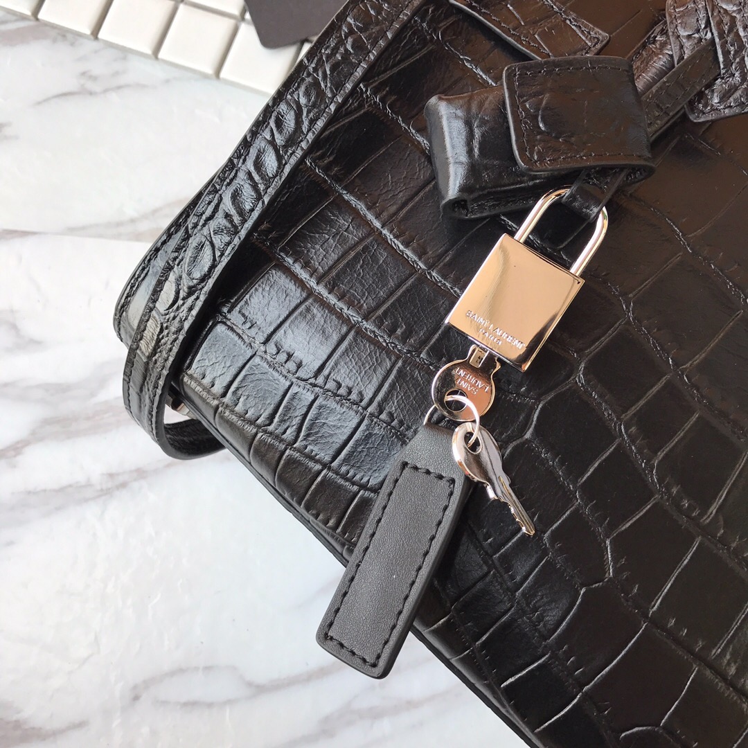 392035 CLASSIC SAC DE JOUR NANO IN EMBOSSED CROCODILE SHINY LEATHER, YSL Saint Laurent