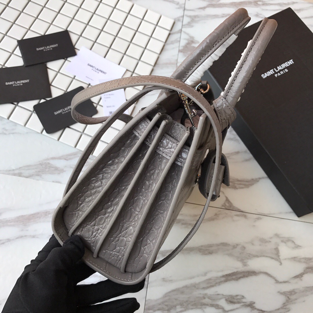 392035 CLASSIC SAC DE JOUR NANO IN EMBOSSED CROCODILE SHINY LEATHER, YSL Saint Laurent