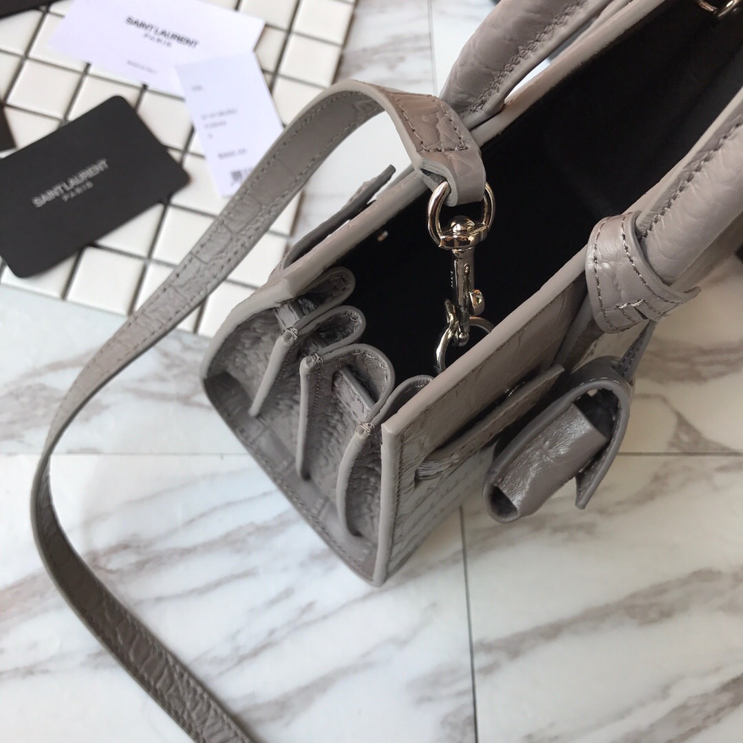 392035 CLASSIC SAC DE JOUR NANO IN EMBOSSED CROCODILE SHINY LEATHER, YSL Saint Laurent