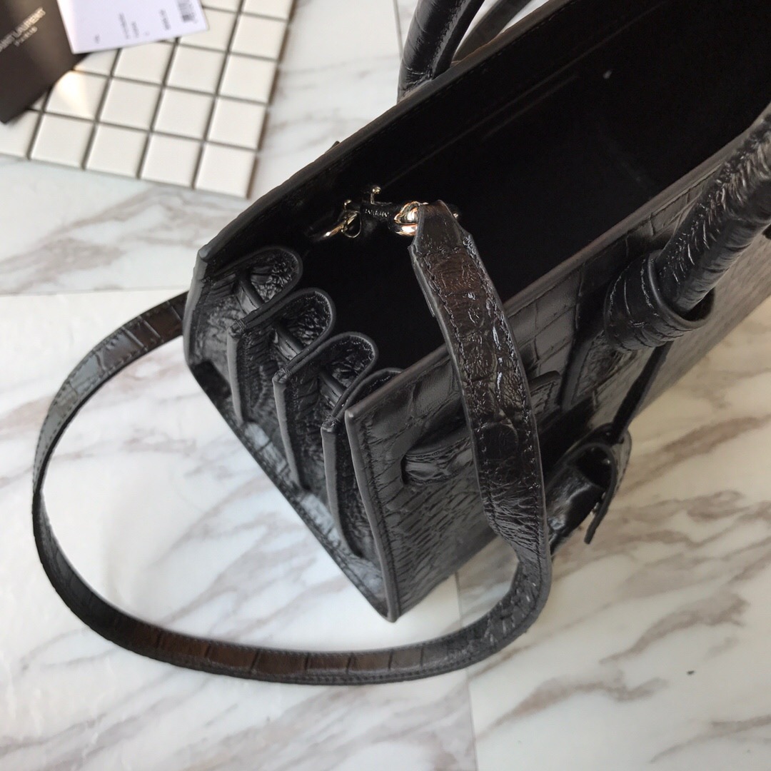 421863 CLASSIC SAC DE JOUR BABY IN EMBOSSED CROCODILE SHINY LEATHER, YSL Saint Laurent