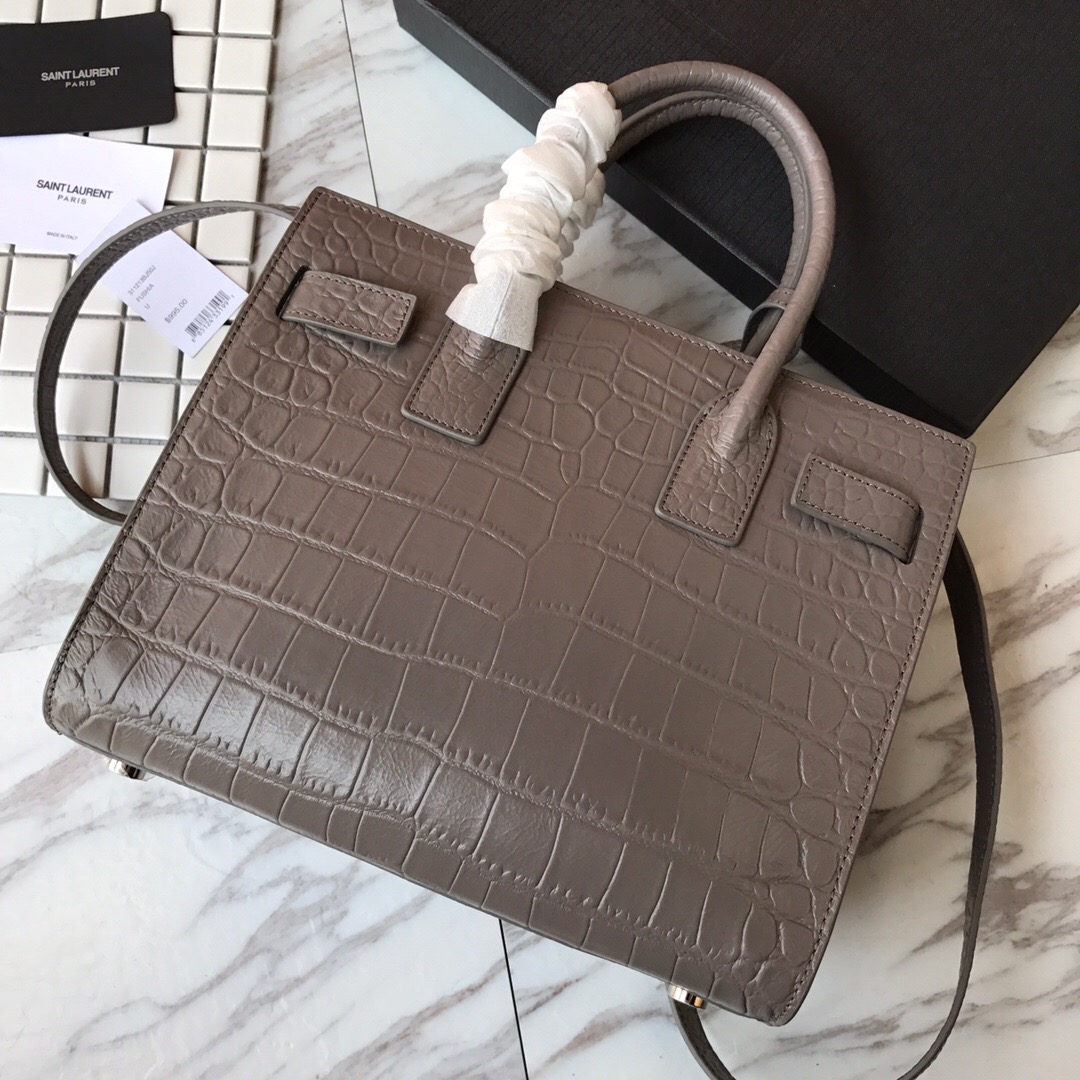 421863 CLASSIC SAC DE JOUR BABY IN EMBOSSED CROCODILE SHINY LEATHER, YSL Saint Laurent