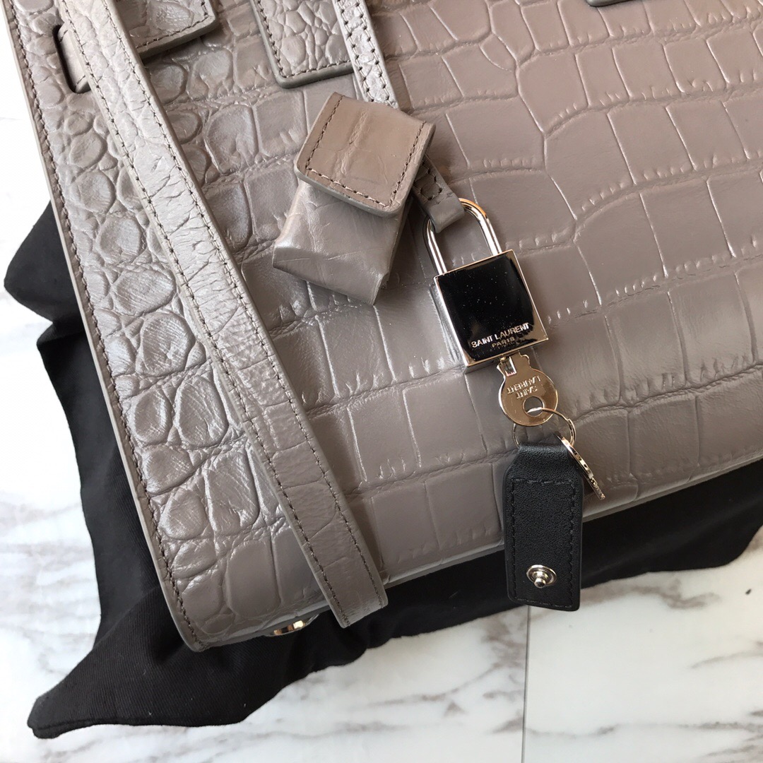 421863 CLASSIC SAC DE JOUR BABY IN EMBOSSED CROCODILE SHINY LEATHER, YSL Saint Laurent
