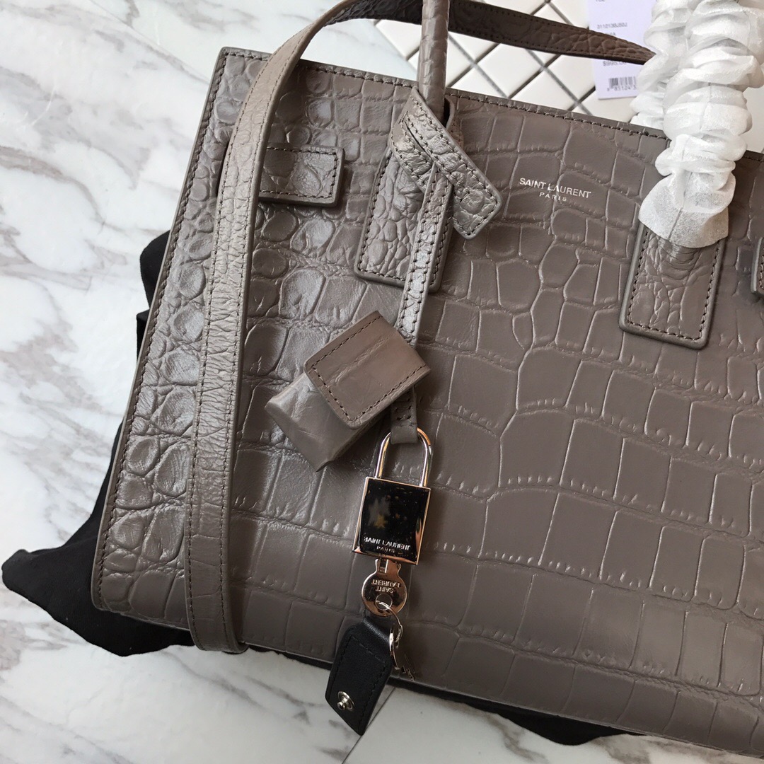 421863 CLASSIC SAC DE JOUR BABY IN EMBOSSED CROCODILE SHINY LEATHER, YSL Saint Laurent