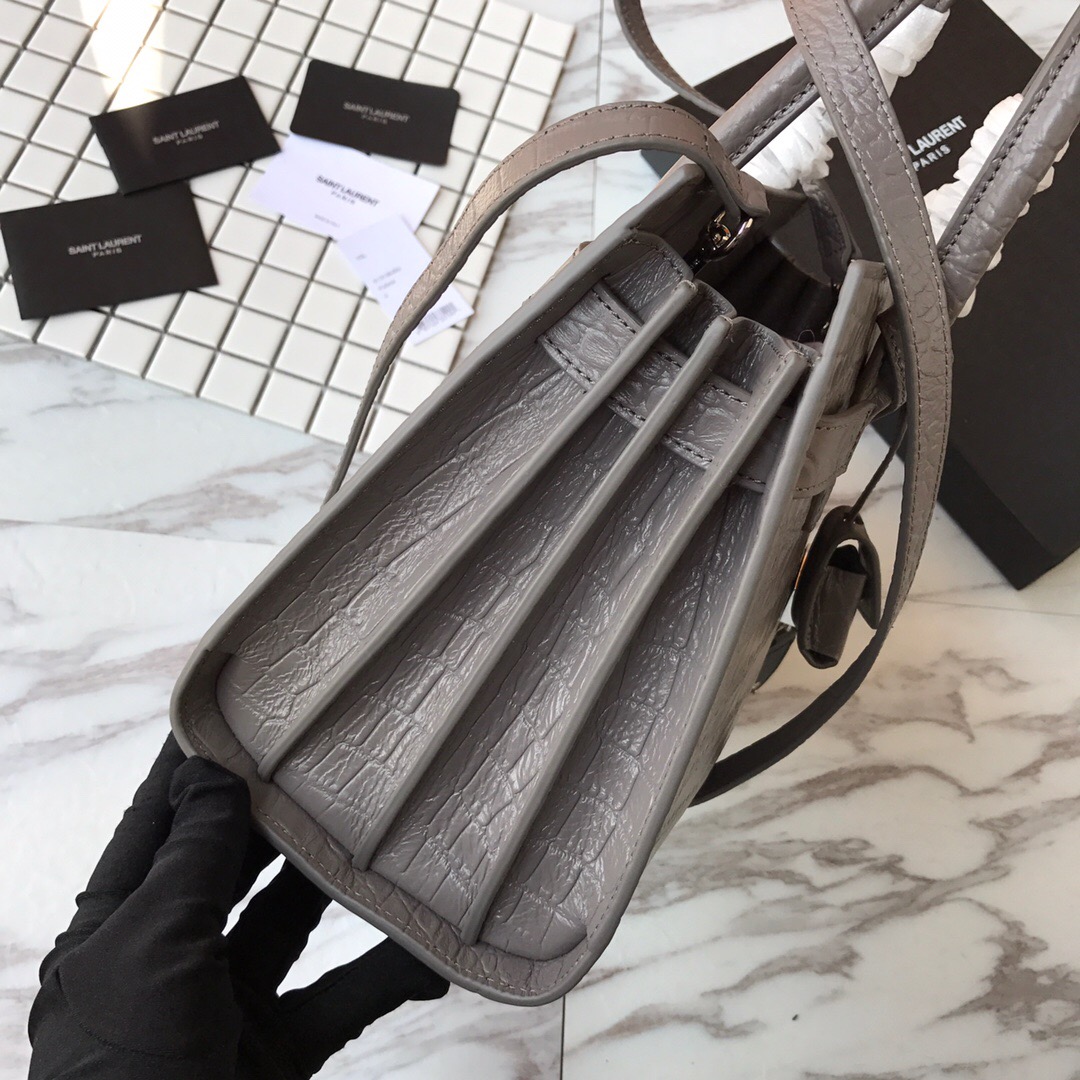 421863 CLASSIC SAC DE JOUR BABY IN EMBOSSED CROCODILE SHINY LEATHER, YSL Saint Laurent