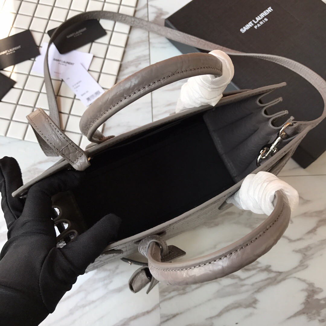 421863 CLASSIC SAC DE JOUR BABY IN EMBOSSED CROCODILE SHINY LEATHER, YSL Saint Laurent