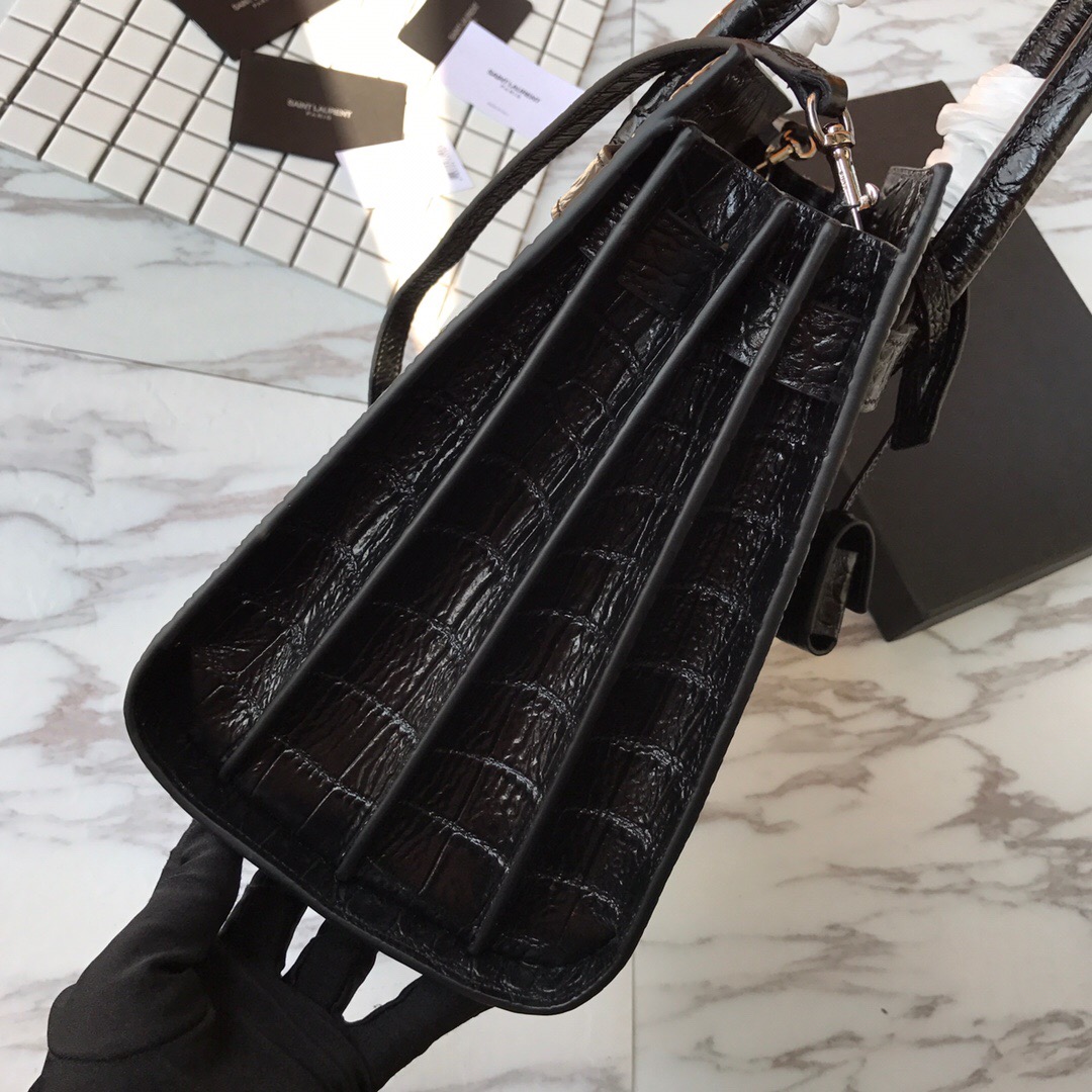 378299 CLASSIC SAC DE JOUR SMALL IN EMBOSSED CROCODILE SHINY LEATHER, YSL Saint Laurent