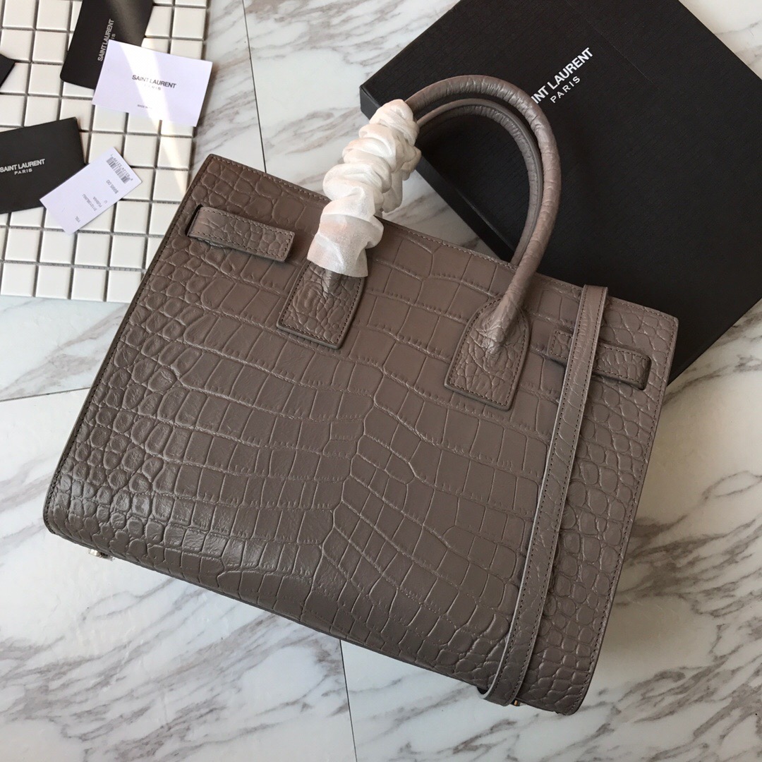 378299 CLASSIC SAC DE JOUR SMALL IN EMBOSSED CROCODILE SHINY LEATHER, YSL Saint Laurent