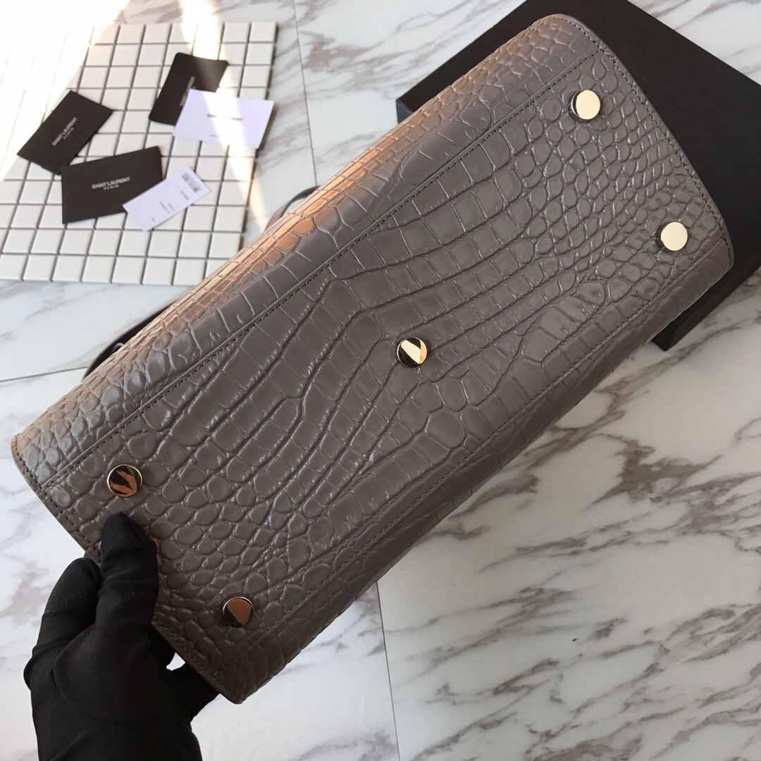 378299 CLASSIC SAC DE JOUR SMALL IN EMBOSSED CROCODILE SHINY LEATHER, YSL Saint Laurent