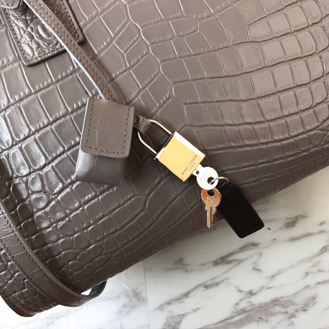 378299 CLASSIC SAC DE JOUR SMALL IN EMBOSSED CROCODILE SHINY LEATHER, YSL Saint Laurent