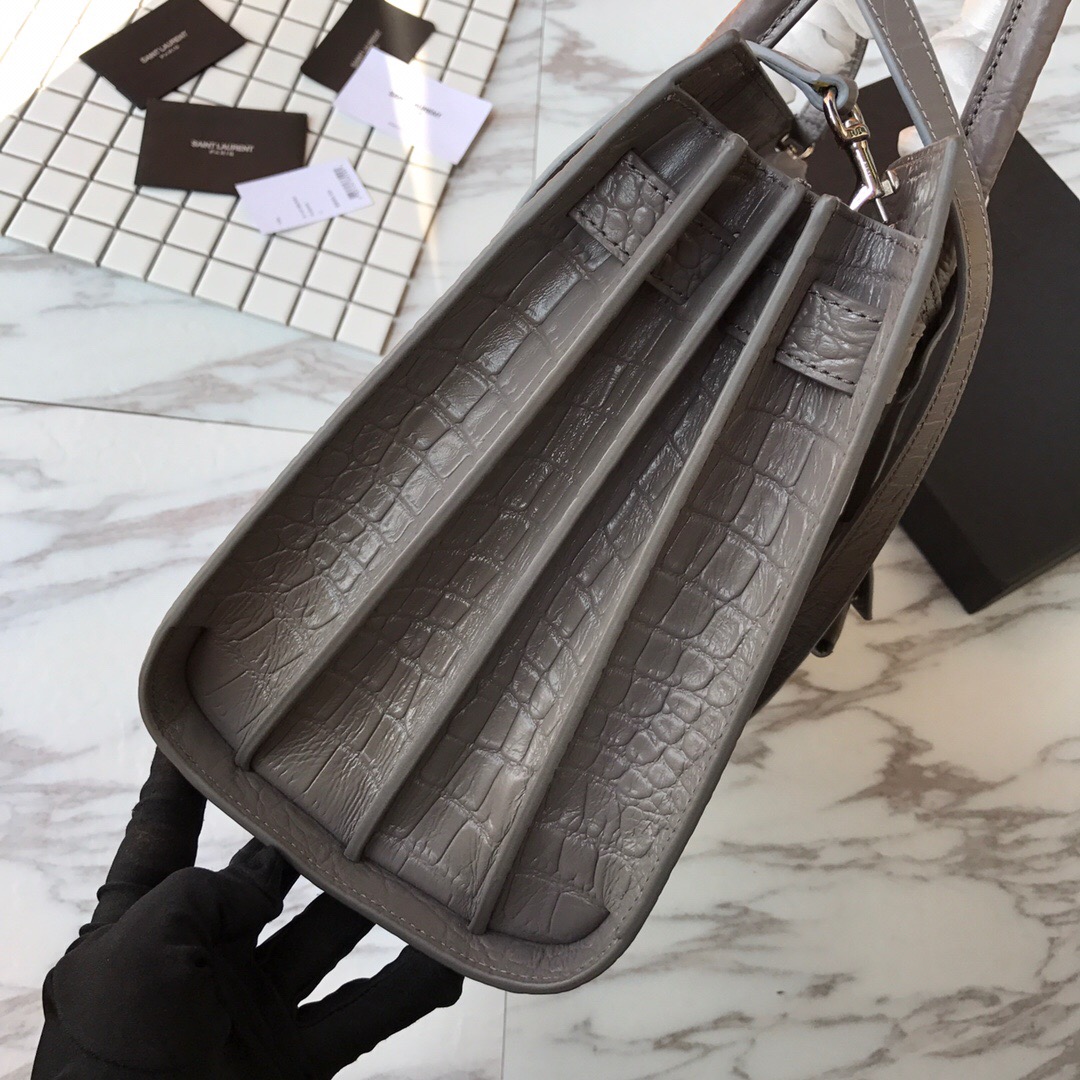 378299 CLASSIC SAC DE JOUR SMALL IN EMBOSSED CROCODILE SHINY LEATHER, YSL Saint Laurent