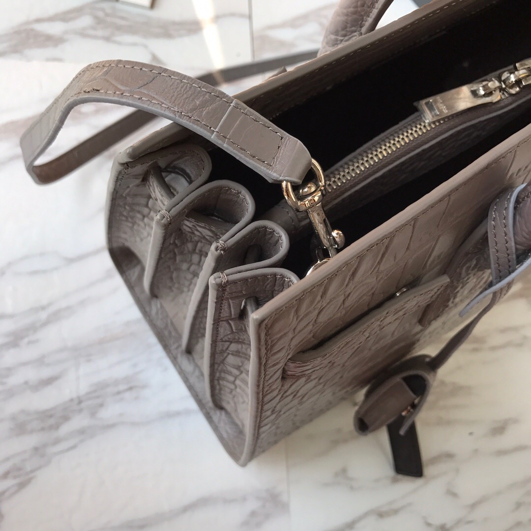 378299 CLASSIC SAC DE JOUR SMALL IN EMBOSSED CROCODILE SHINY LEATHER, YSL Saint Laurent