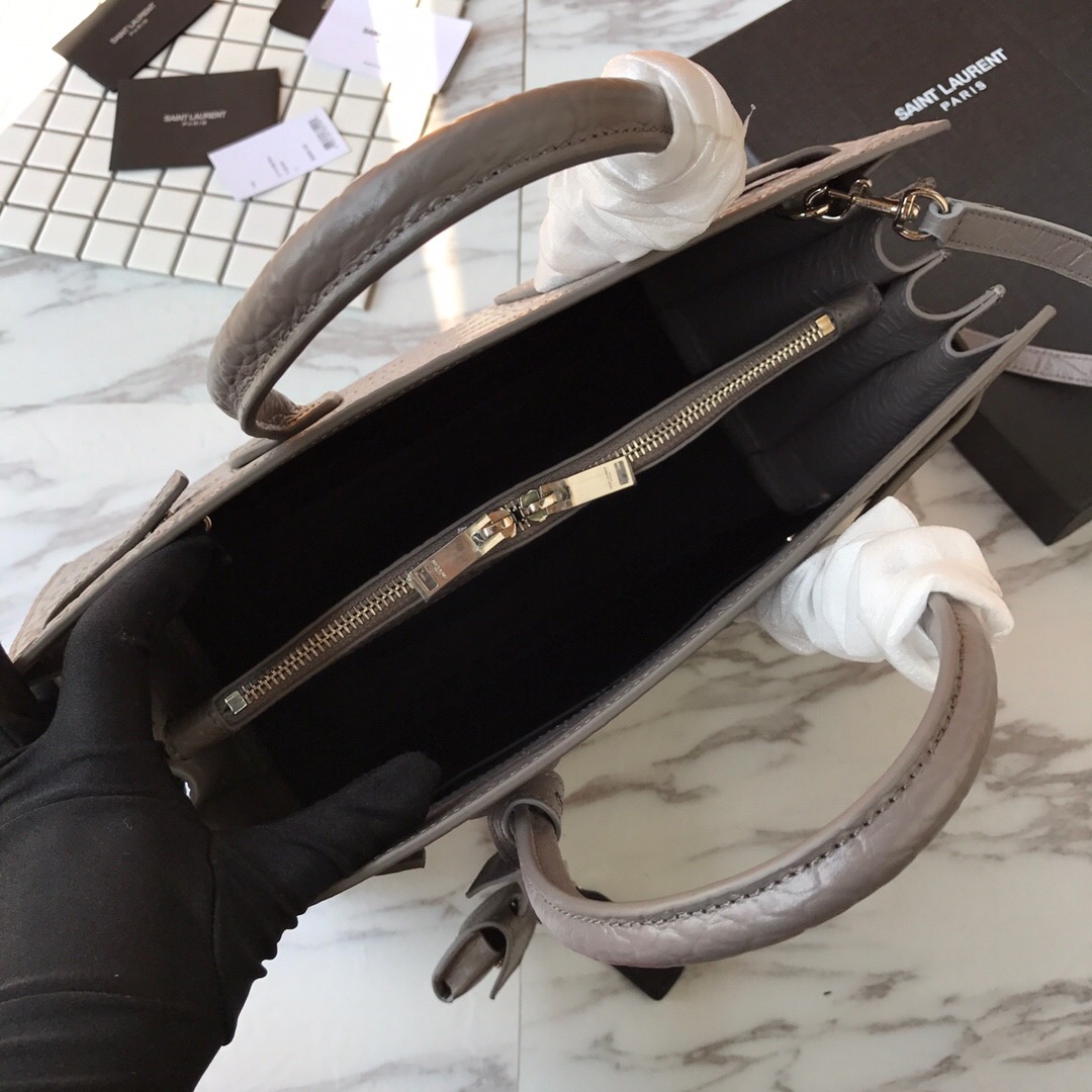 378299 CLASSIC SAC DE JOUR SMALL IN EMBOSSED CROCODILE SHINY LEATHER, YSL Saint Laurent