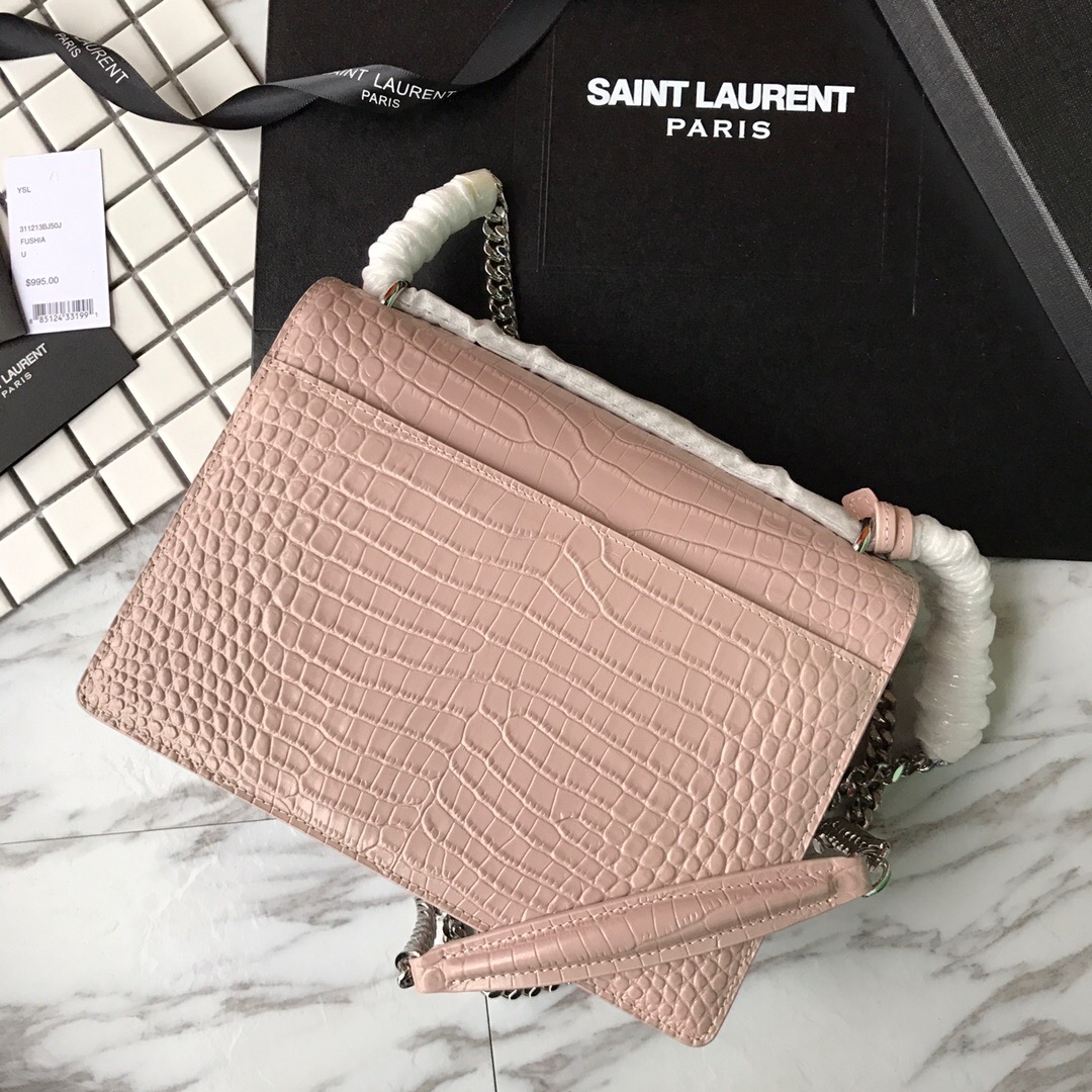 442906 SUNSET MEDIUM IN CROCODILE EMBOSSED SHINY LEATHER, YSL Saint Laurent