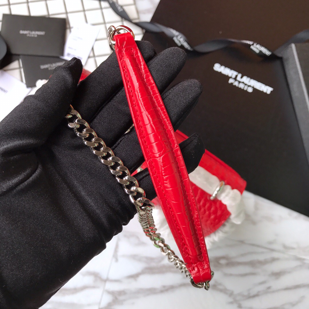 442906 SUNSET MEDIUM IN CROCODILE EMBOSSED SHINY LEATHER, YSL Saint Laurent