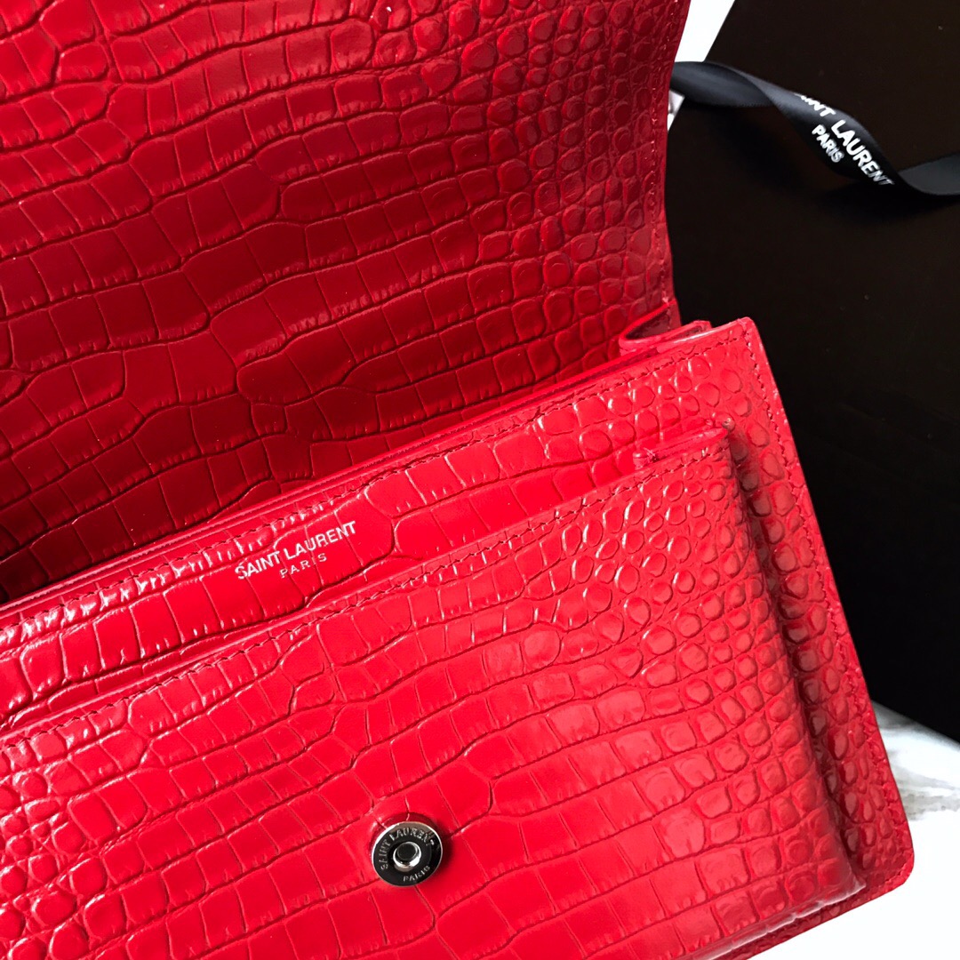 442906 SUNSET MEDIUM IN CROCODILE EMBOSSED SHINY LEATHER, YSL Saint Laurent