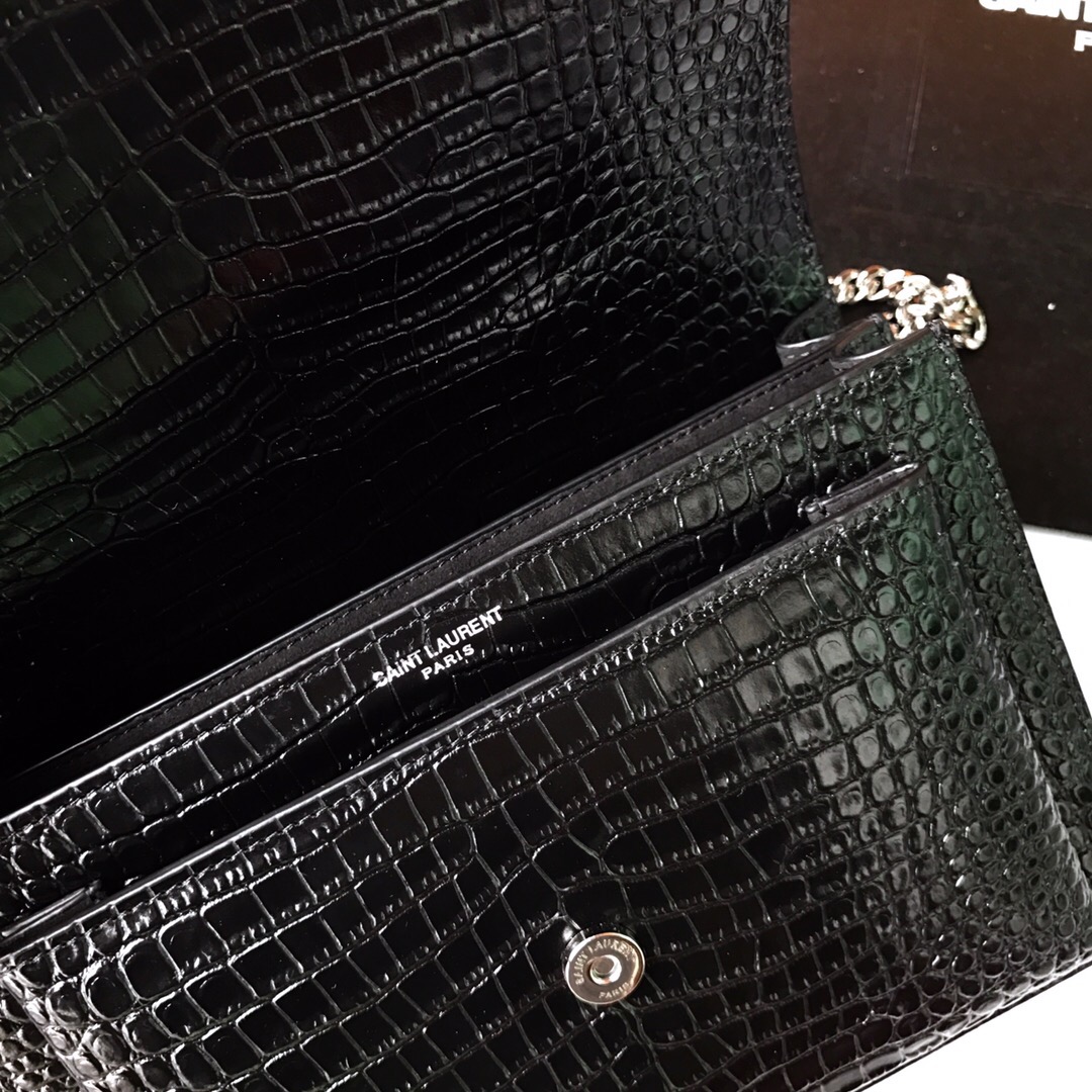 442906 SUNSET MEDIUM IN CROCODILE EMBOSSED SHINY LEATHER, YSL Saint Laurent