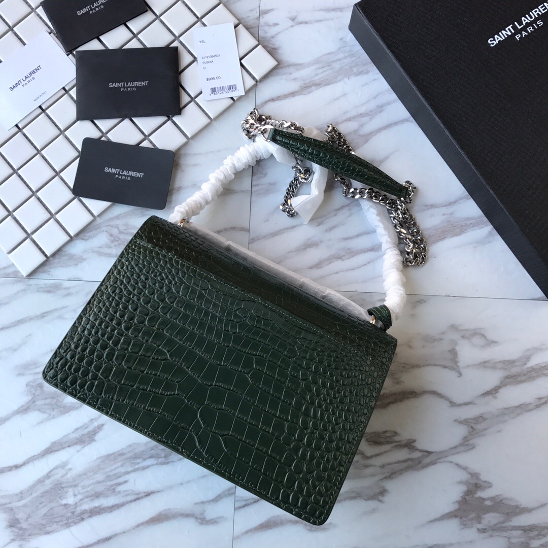 442906 SUNSET MEDIUM IN CROCODILE EMBOSSED SHINY LEATHER, YSL Saint Laurent
