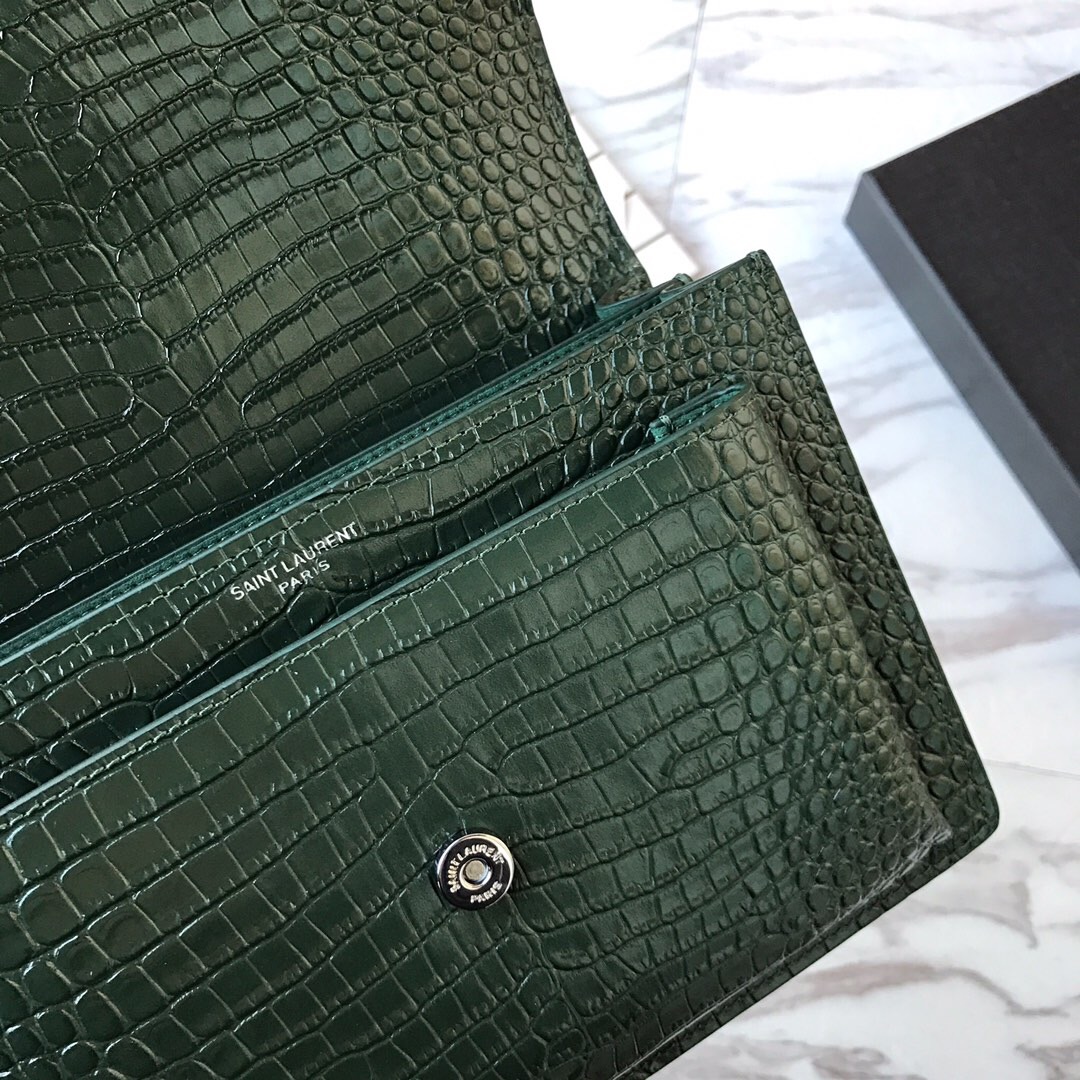 442906 SUNSET MEDIUM IN CROCODILE EMBOSSED SHINY LEATHER, YSL Saint Laurent