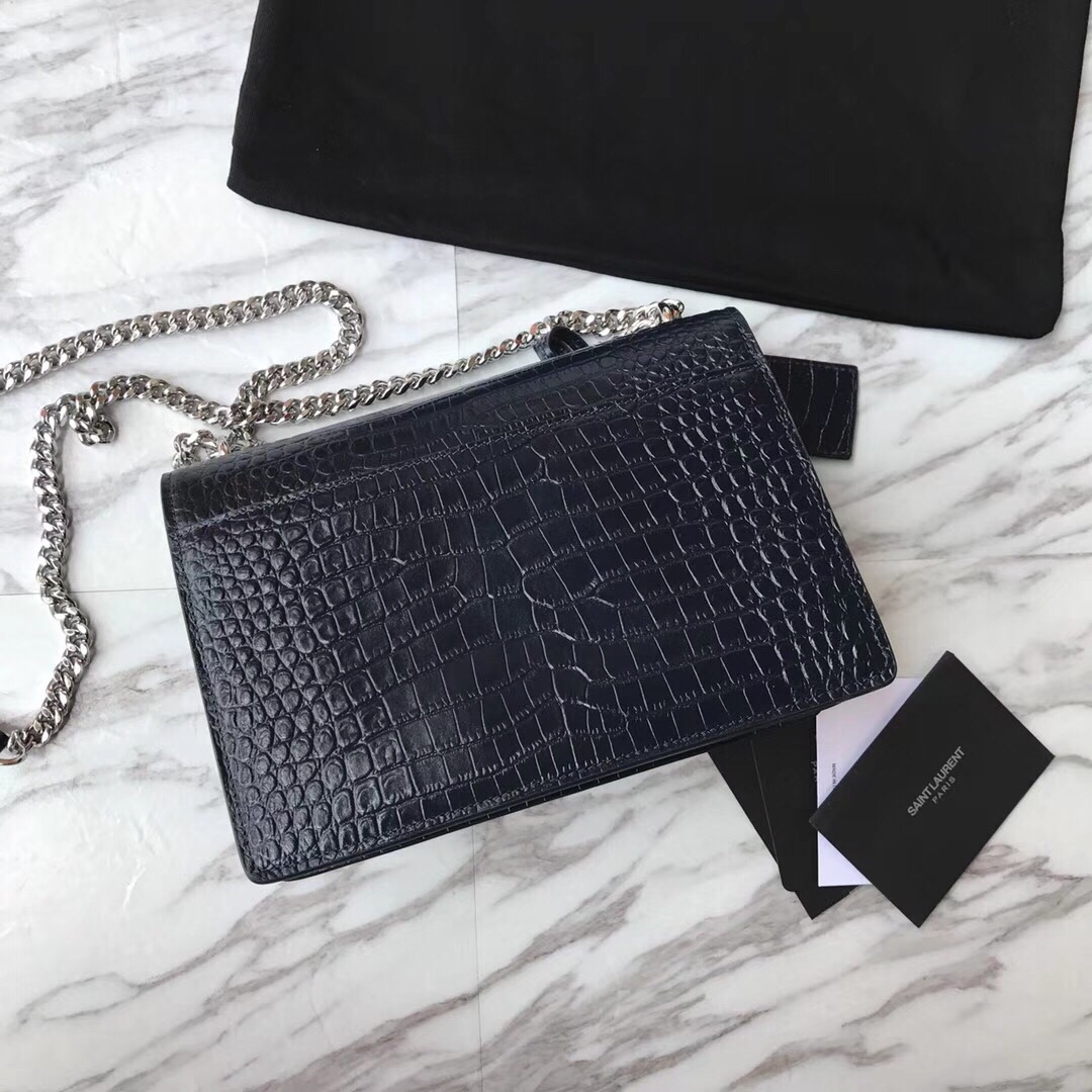 442906 SUNSET MEDIUM IN CROCODILE EMBOSSED SHINY LEATHER, YSL Saint Laurent