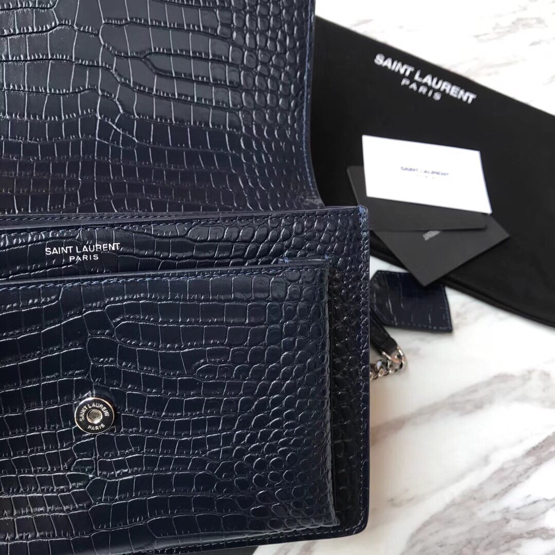 442906 SUNSET MEDIUM IN CROCODILE EMBOSSED SHINY LEATHER, YSL Saint Laurent