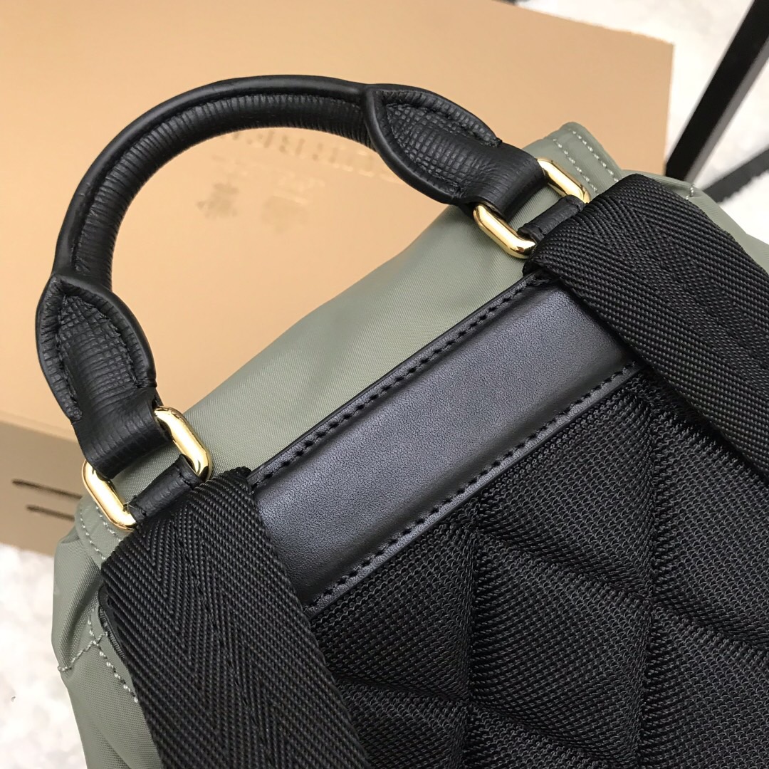 40166221, The Medium Rucksack in Technical Nylon and Leather, BURBERRY BACKPACKS