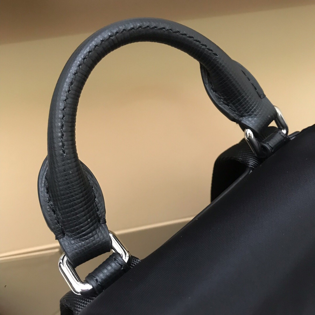 40166221, The Medium Rucksack in Technical Nylon and Leather, BURBERRY BACKPACKS
