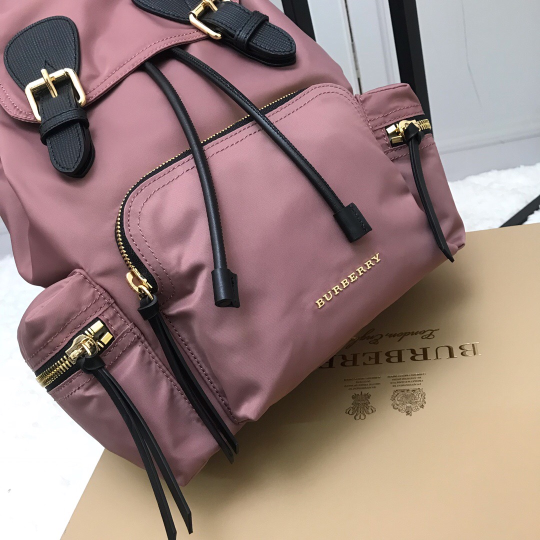 40166221, The Medium Rucksack in Technical Nylon and Leather, BURBERRY BACKPACKS
