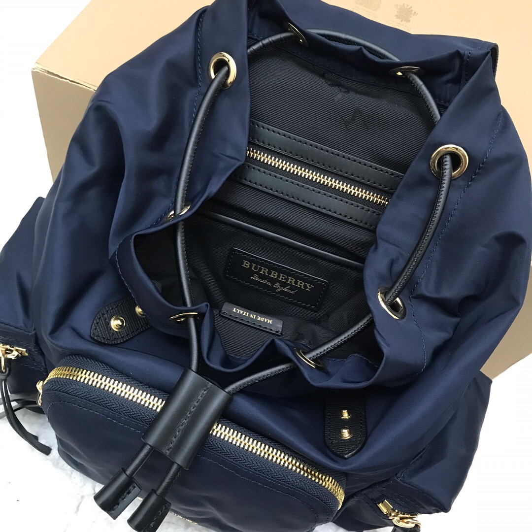 40166221, The Medium Rucksack in Technical Nylon and Leather, BURBERRY BACKPACKS
