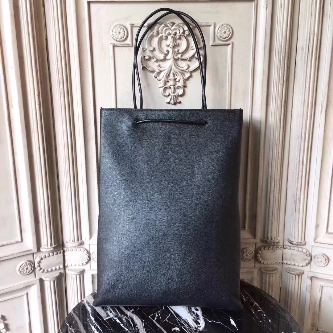 SHOPPING BAG NORTH-SOUTH M, Long natural grain calfskin shopping bag with marquetry logo, BALENCIAGA HANDBAGS