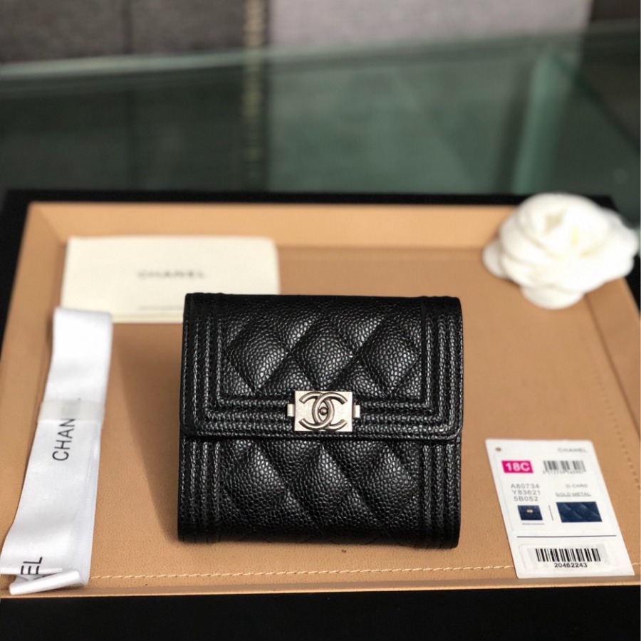 A81996 Boy chanel small flap wallet, CAVIAR CALFSKIN, Chanel Wallet