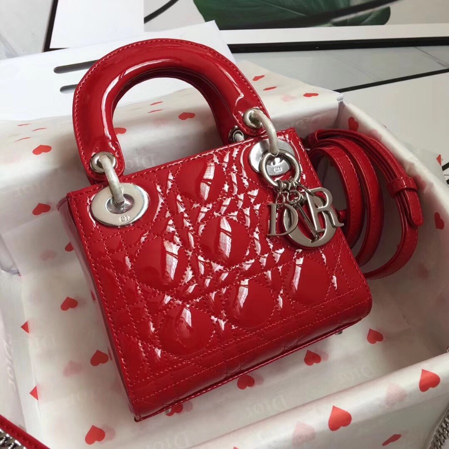 MINI LADY DIOR CALFSKIN BAG, Strap long about 120cm, Christian Dior CD Handbags