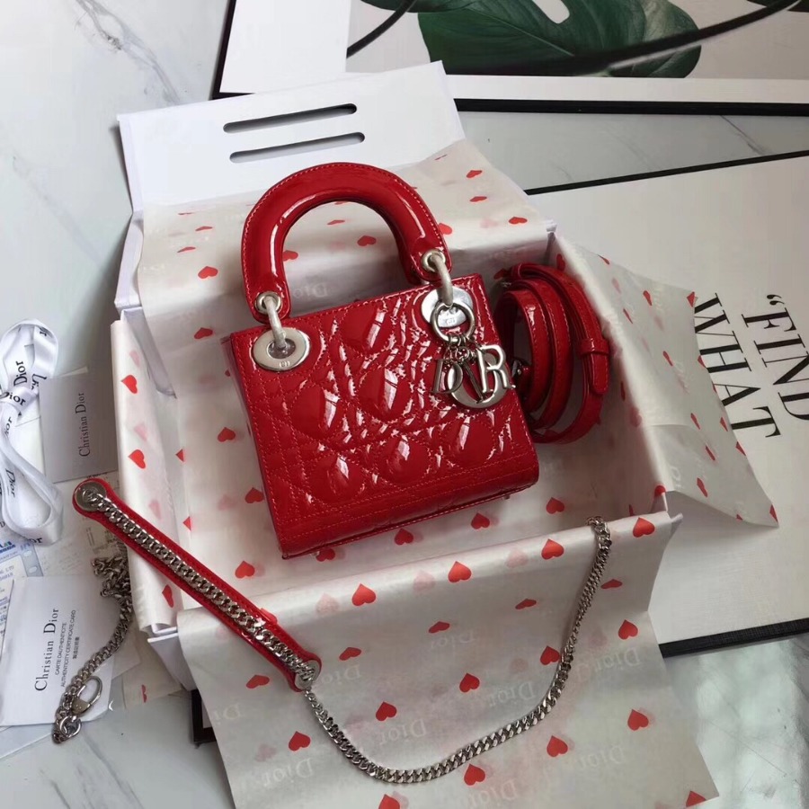 MINI LADY DIOR CALFSKIN BAG, Strap long about 120cm, Christian Dior CD Handbags