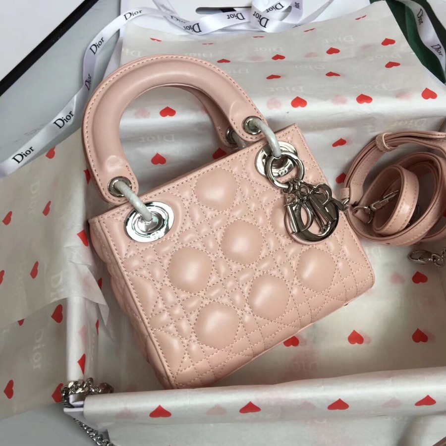 MINI LADY DIOR LAMBSKIN BAG, Strap long about 120cm, Christian Dior CD Handbags