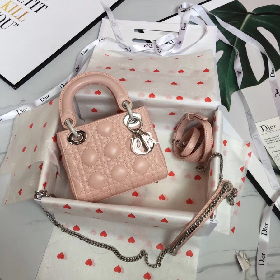MINI LADY DIOR LAMBSKIN BAG, Strap long about 120cm, Christian Dior CD Handbags