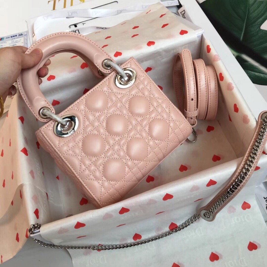 MINI LADY DIOR LAMBSKIN BAG, Strap long about 120cm, Christian Dior CD Handbags