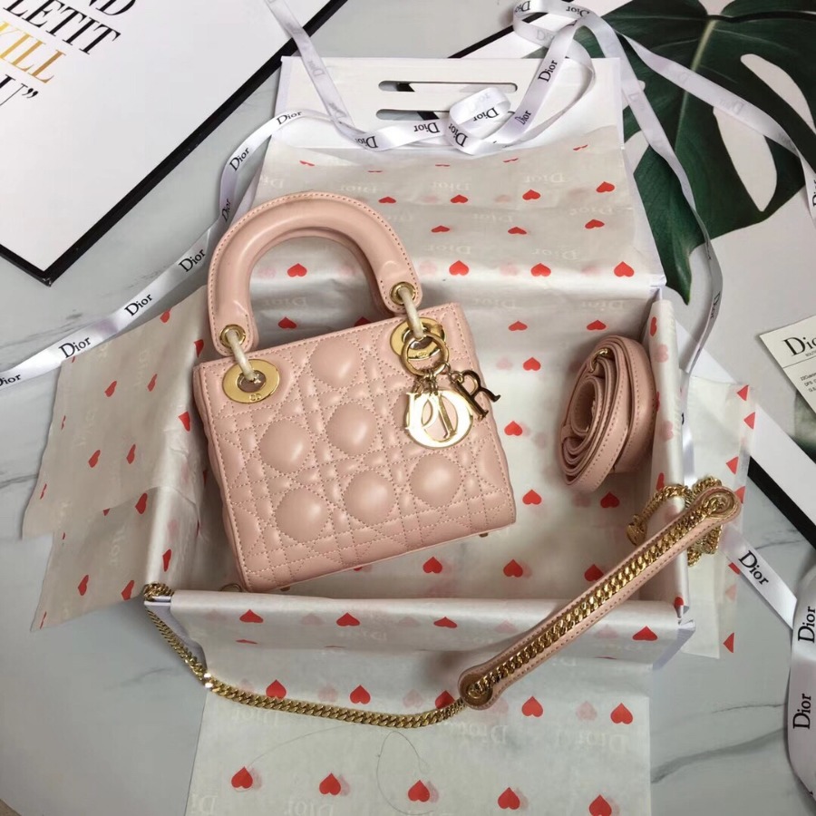 MINI LADY DIOR LAMBSKIN BAG, Strap long about 120cm, Christian Dior CD Handbags